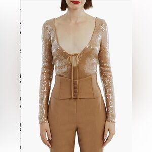 NWT Bardot CHAMPAGNE Sequin Bodysuit